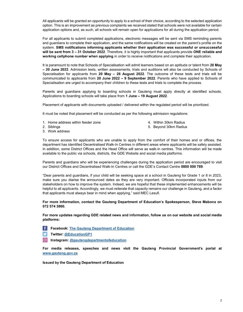 Steve_Mabona's tweet image. 22 July 2022 @EducationGP1 @Lesufi @GautengProvince #2033OnlineAdmissionsGP