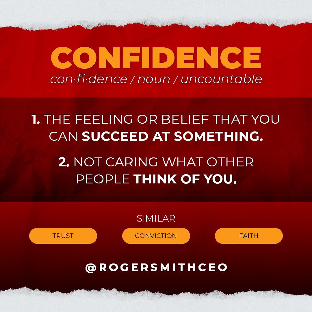 RogerSmithCeo's tweet photo. Confidence can be a life-changer, are you confident enough? 👀

The main thing that started to transform my life was gaining the confidence of realizing what I was capable of actually doing‼️ That started with learning &amp; then believing in myself. 

#RogerSmith #MostUnlikelyLeader https://t.co/B55uWMdzab