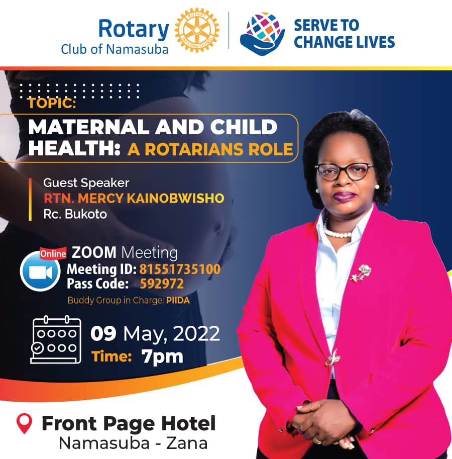 mchpd9213's tweet photo. Our Chair @Mercykains will share why maternal and child health is a Rotarian’s role today @rc_namasuba https://t.co/thBPCrmFDO