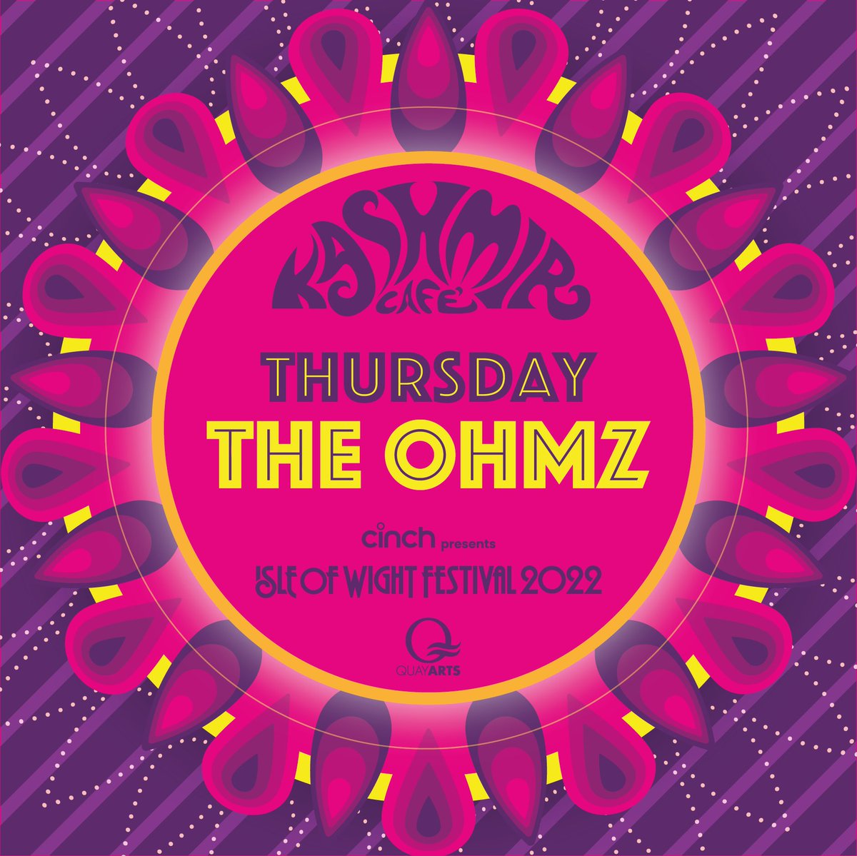 Kashmir_IW's tweet photo. Our Thursday night headliner at @cinchuk presents The @IsleOfWightFest 2022, island legends @theohmz! #iow2022 #cinchxiow https://t.co/RPuqbOoXnl