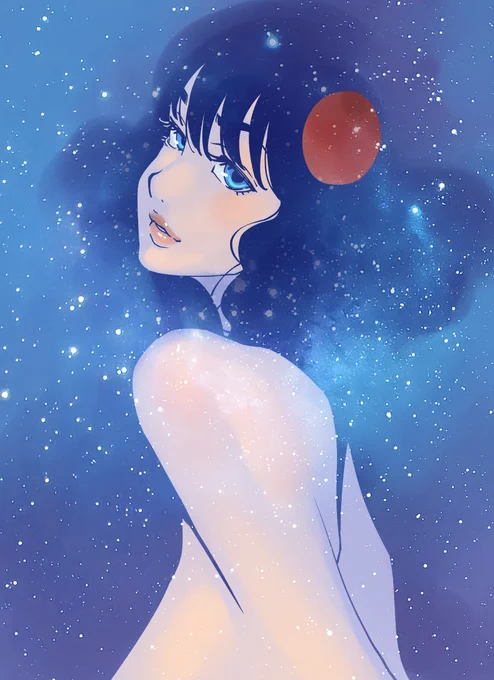 イデオンの日に遅刻しちゃったけど、撮影したバラ星雲を色味変えて合成してみた 