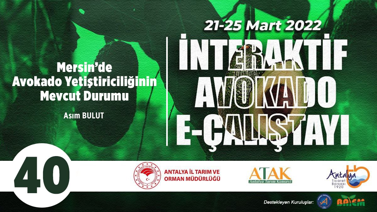 #AvokadoHakkındaHerşey-40

Asım Bulut ile

🔹 Mersin'de Avokado Yetiştiriciliğinin Mevcut Durumu

Video
👇👇👇
youtu.be/3HFuBMUGsvo

#GelecekTarımda
#TarımAntalyada

<a href="/gokhankaraca_/">Gökhan Karaca</a> <a href="/alicandir/">ALİ ÇANDIR</a> <a href="/tarimkonseyi/">AntalyaTarımKonseyi</a> <a href="/antalyaborsa/">Antalya Ticaret Borsası</a> <a href="/ersinyazici1/">Ersin YAZICI</a> <a href="/VahitKirisci/">Prof.Dr.Vahit Kirişci</a>