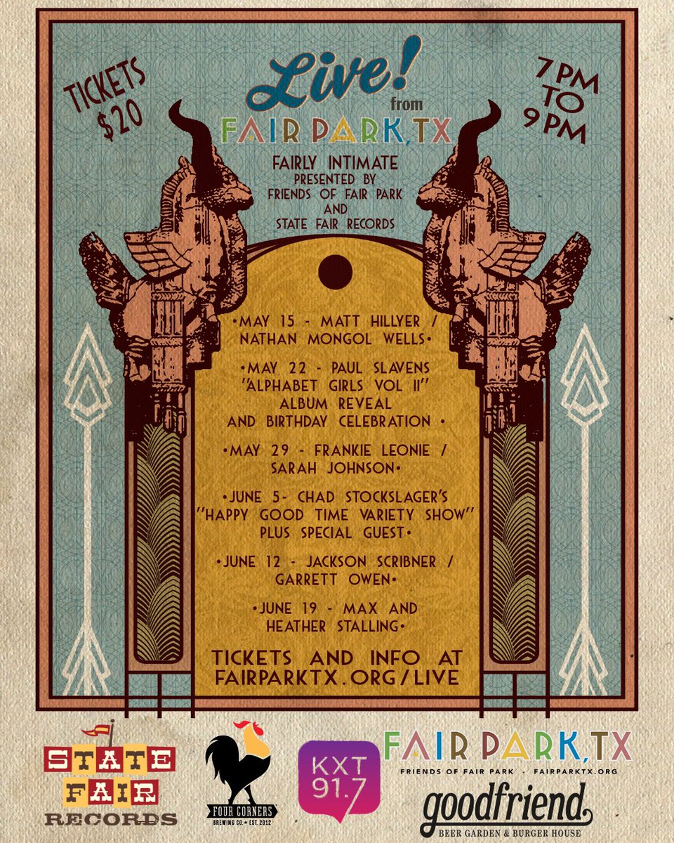 State Fair Records (@statefairrecord) on Twitter photo Our new concert series with <a href="/fairparktxorg/">Friends of Fair Park</a> starts this week! Get your tickets now! Limited seating. fairparktx.wildapricot.org/live Our new concert series with <a href="/fairparktxorg/">Friends of Fair Park</a> starts this week! Get your tickets now! Limited seating. fairparktx.wildapricot.org/live