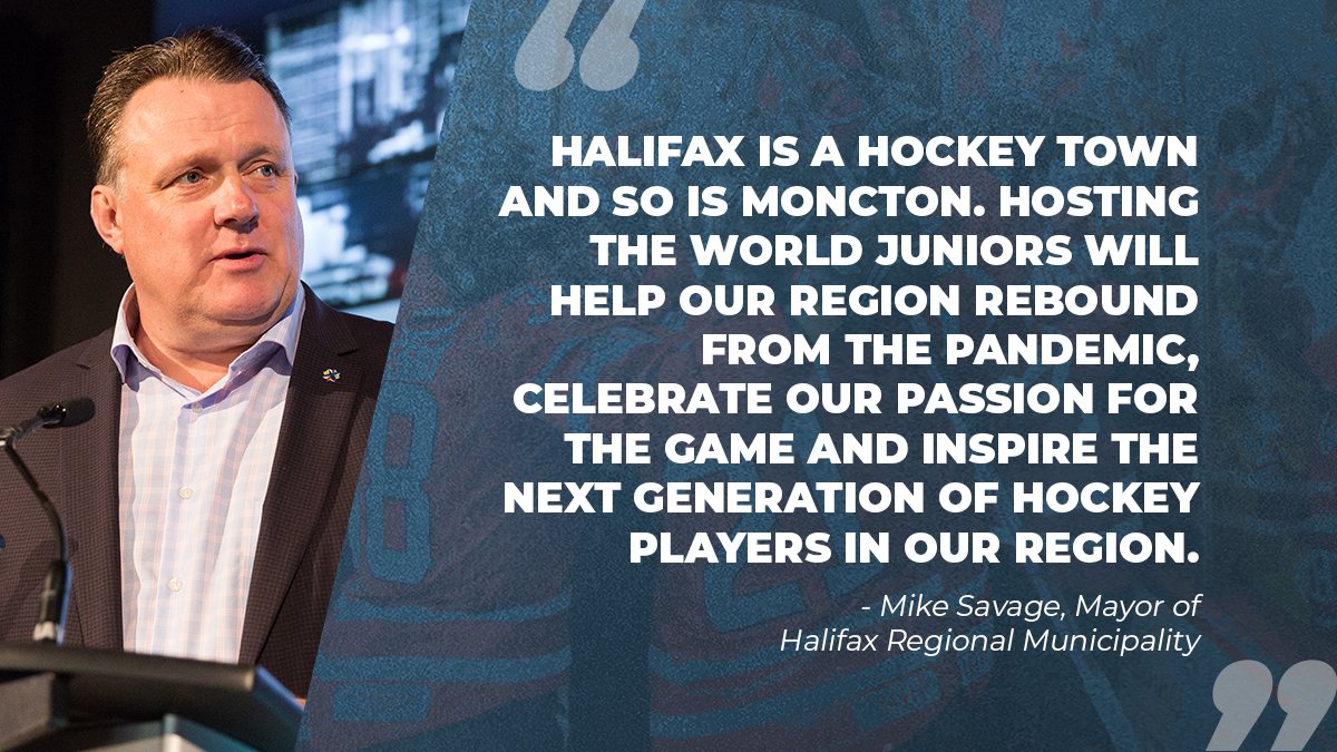 ScotiabankCtr's tweet photo. We are thrilled to be hosting the 2023 @IIHFHockey World Junior Championship with our New Brunswick neighbours! A message from our Mayor, @MikeSavageHFX.
#EventsAreBack #ComeTogetherNS #WorldJuniors #WJC23 https://t.co/yX3iQ4PAo5
