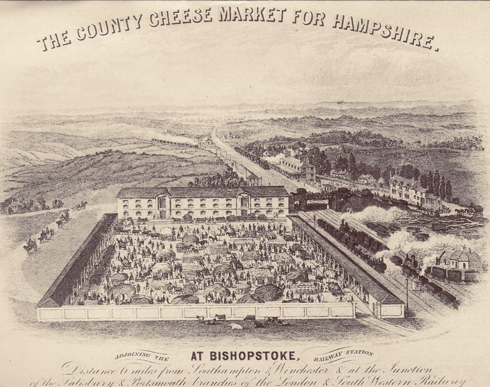 The County Cheese Market for Hampshire was opened at Bishopstoke in February 1852. On the opening day, 350 tons of cheeses were displayed @InCommonSoton @hartleyspecialc @BishopsWMuseum @HantsFarmersMkt @VisitHampshire @HistoryTrust @HantsArchives @histbites @HantsCulture