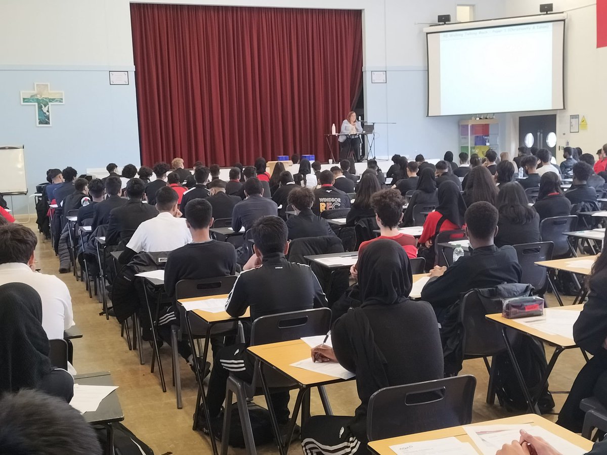 Year 11 are all in the hall today with a Walking Talking Mock for RE before next week’s exam! #NoExcuses