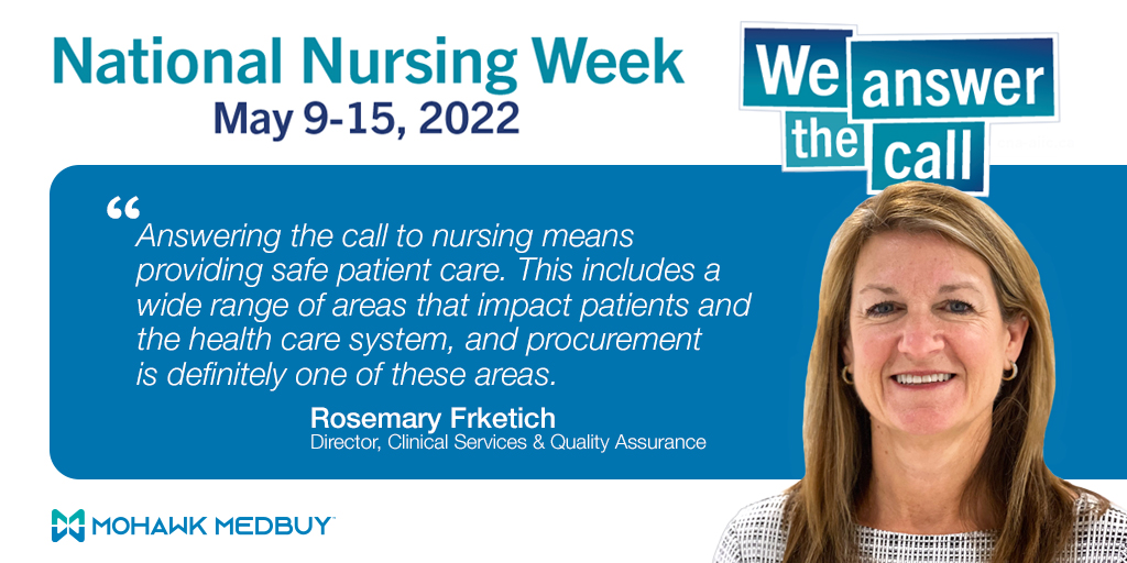 MohawkMedbuy's tweet photo. #MohawkMedbuyโs Rosemary Frketich on how she #AnswersTheCall to nursing via her role in procurement: โMy role enables me to use my clinical expertise to ensure Members have the products they need to provide the best care for patients.โ #WeAnswerTheCall #NationalNursingWeek https://t.co/EBeXje57Iw