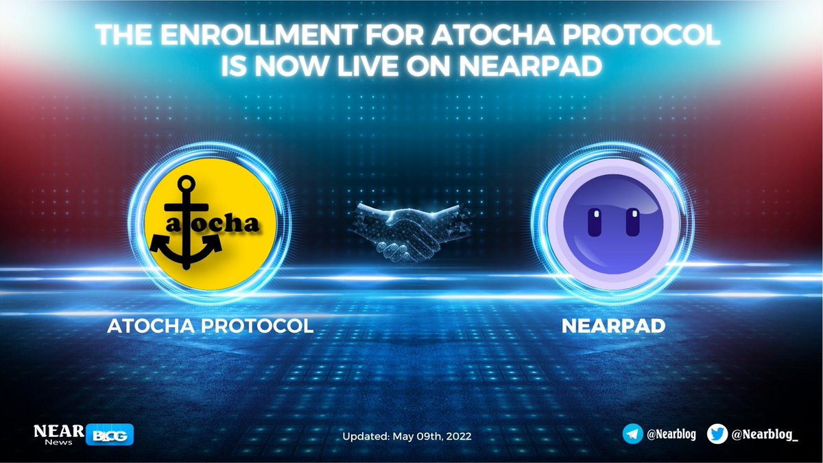 WalkyrienVC's tweet photo. 📢The enrollment for @AtochaProtocol is now live on @NearPad 

🔷Ticker Symbol: ATO
⏰IDO Date: 10 May 2022 (0 UTC)
💵IDO Supply Percentage: 1% (1,000,000 ATO coins)
💵Price per Token: $0.1 USD

More details:👇
https://t.co/haOIu4wvFH

#NearBlog #NEAR #AtochaProtocol #NearPad https://t.co/BvOJZmqZUU