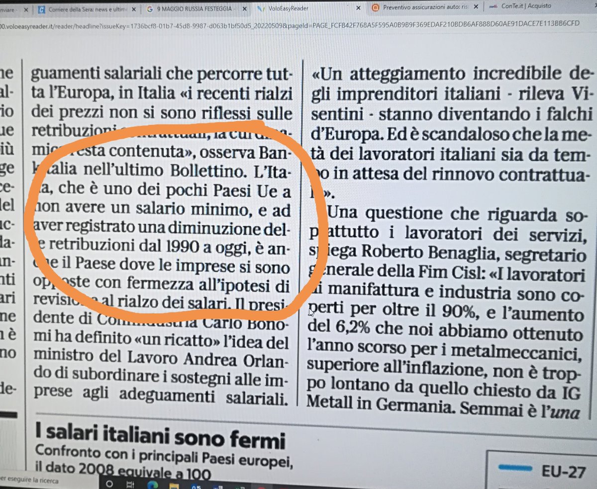 In tutta Europa i salari crescono, in Italia no. #lavoro  #salariominimo