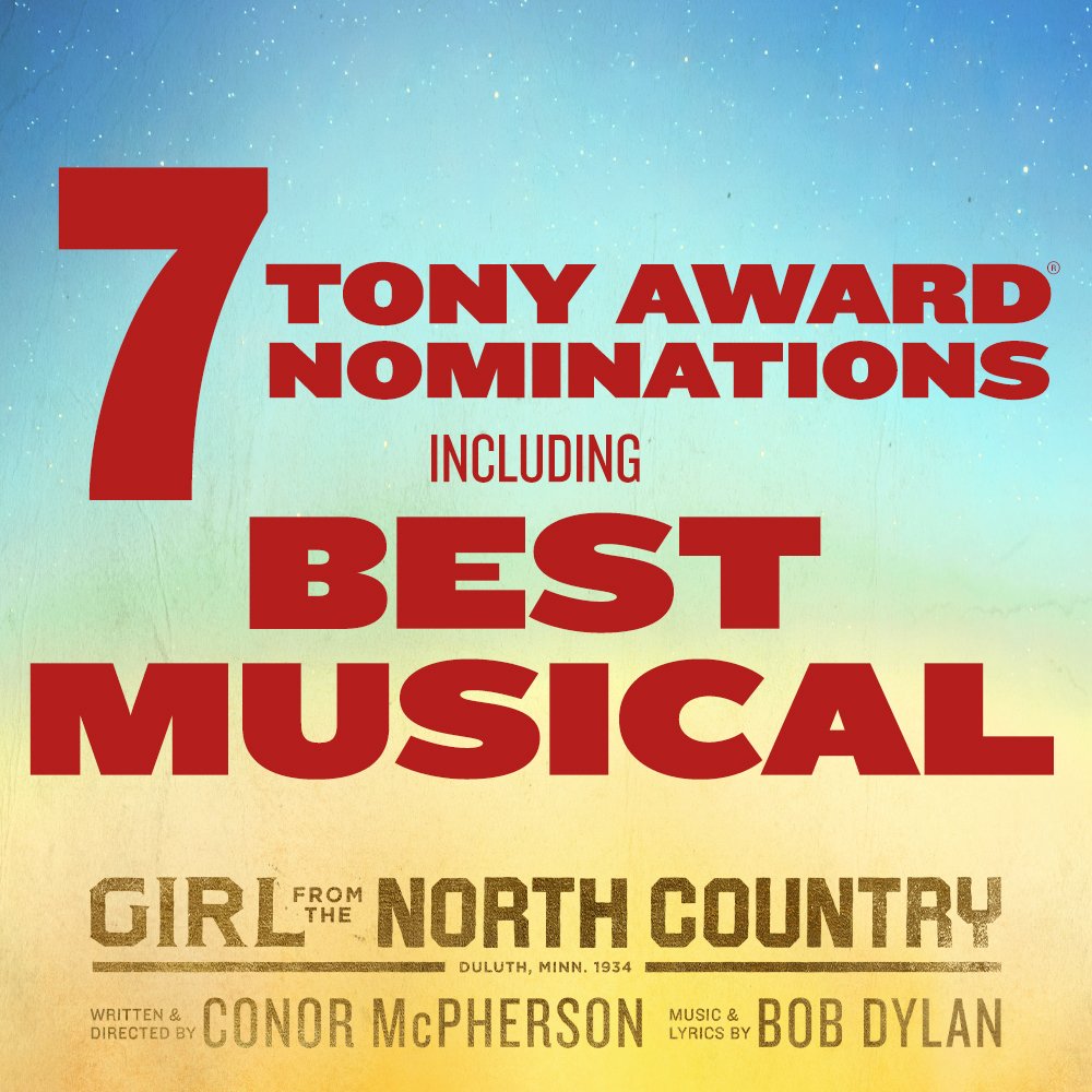 NorthCountryBwy's tweet photo. Congratulations to our #NorthCountryBroadway family on 7 Tony Award® Nominations, including Best Musical! https://t.co/qtZwnBhu1a