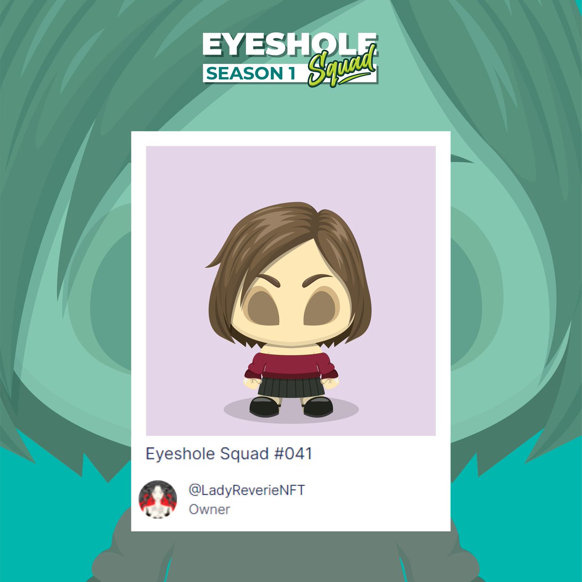 Hi everyone! I want to announce that <a href="/LadyReverieNFT/">Lady Reverie</a> is one of our fam!! 😬 Welcome aboard to the journey miss 🙌🏻 Thanks for grabbing 2 Eyeshole Squad! So blessed 🥹

Again thank you very much for your support. We wish all the to you and your project miss <a href="/LadyReverieNFT/">Lady Reverie</a> 🥰