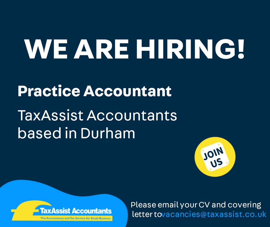 TaxAssistDurham's tweet photo. We're Hiring 📣

We're looking for a talented Practice Accountant to join our team full time in Durham. We are looking for someone with a minimum of 2 years’ experience within an accountancy practice. 

Interested? Click here to apply or find out more:
https://t.co/0DbzdnsIxZ https://t.co/19BuDQm7rO