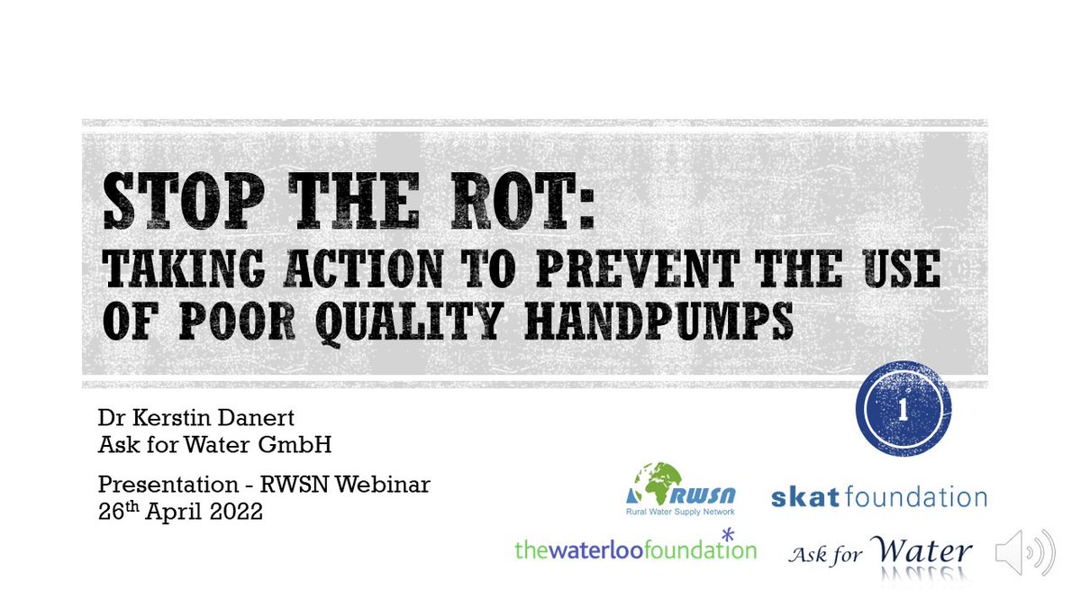 "Stop the Rot" - Taking action to prevent the use of poor quality #handpumps - <a href="/KerstinDanert/">Kerstin Danert</a> presentation only youtu.be/BW-oXStehy4