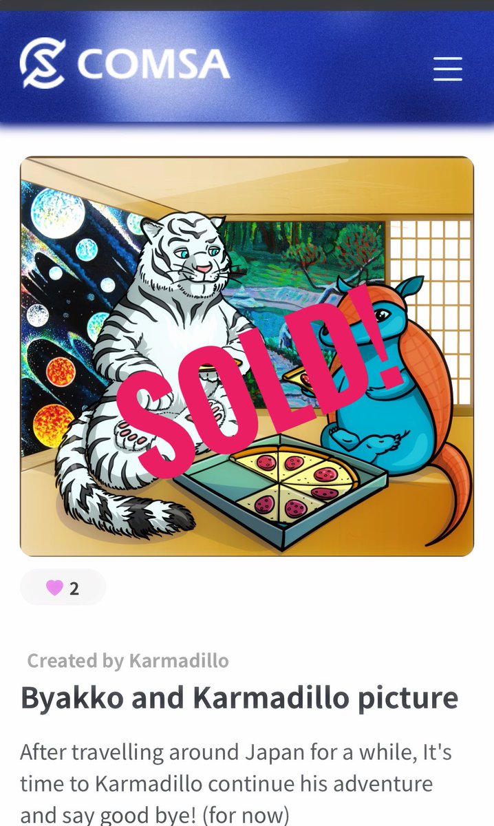 karmapointApp's tweet photo. 🤩 This week started well! Thank you @x_matsuno , this piece was created with love #karmadillo #comsa #nft #karmapointapp https://t.co/CxXFXdQQkf