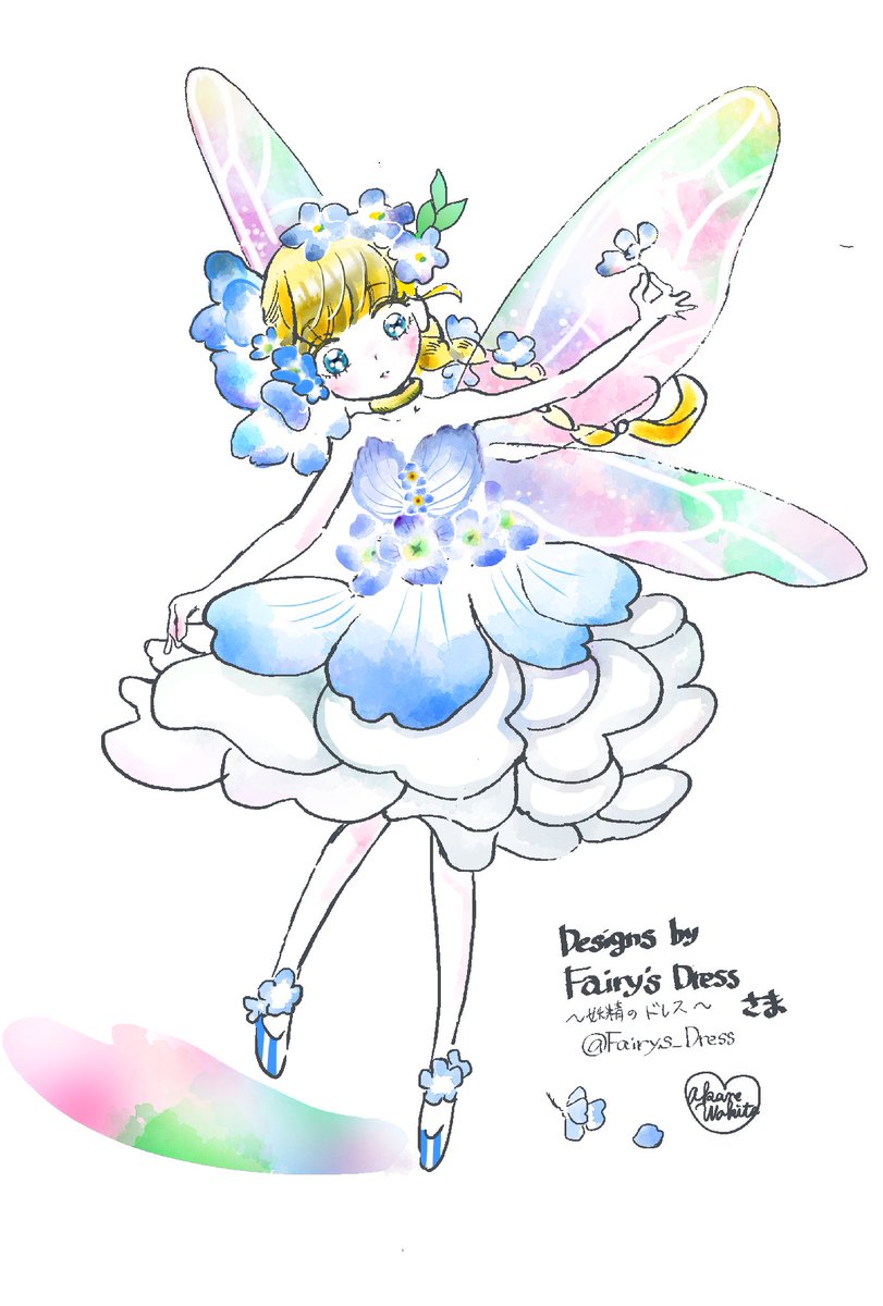1girl wings blonde hair solo flower dress fairy  illustration images
