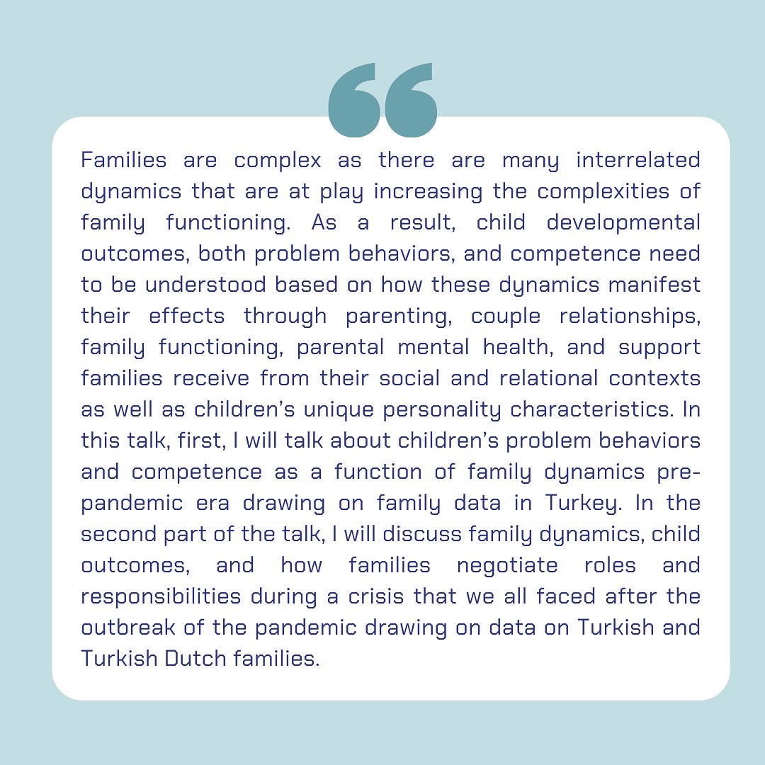 bu_egitim's tweet photo. Bahar Dönemi'nin beşinci akademik paylaşım toplantısı Doç. Dr. Ayşegül Metindoğan’ın “Family life in Covid times: Turkish Dutch families in the Netherlands and Turkish families in Turkey” başlıklı sunusu ile bu Cuma, saat 13:00’te. Sunum dili İngilizcedir. https://t.co/LoITbaybIW