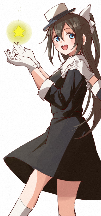 ousaka shizuku gloves dress black dress white gloves 1girl long hair blue eyes  illustration images