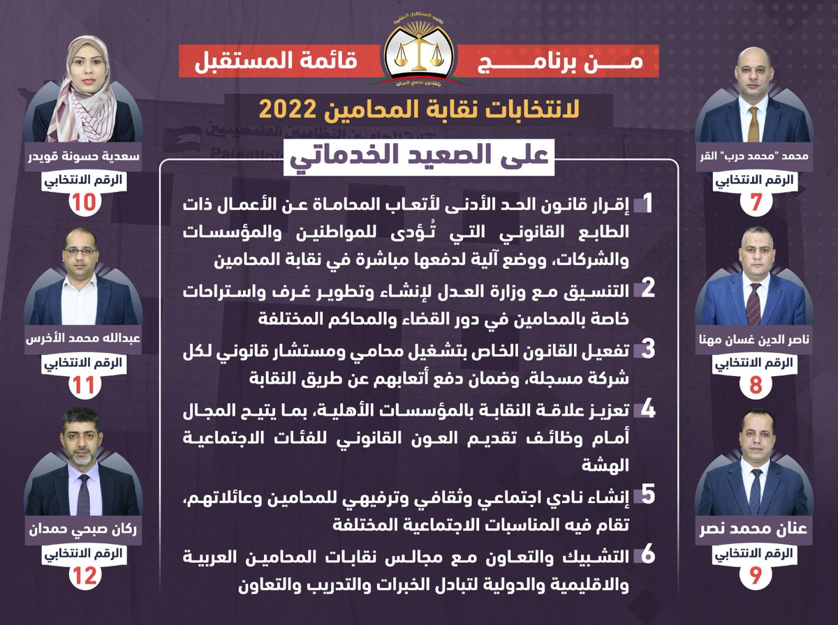 amra_salma's tweet photo. *قائمة المستقبل النقابية تطرح برنامجها الانتخابي*
#قائمة_المستقبل
#بالقانون_نحمي_العدالة
#نقابة_المحامين https://t.co/xCfTibwpLD