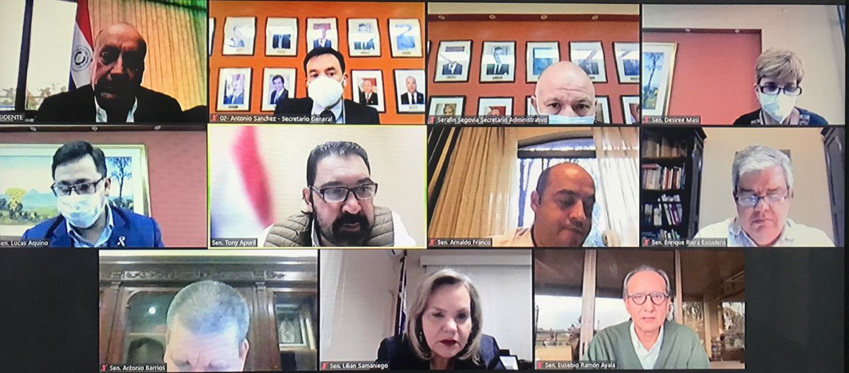 Se reúne #Ahora la mesa directiva de <a href="/SenadoresPy/">SenadoPy</a> preside <a href="/cachitosalomon/">Oscar Salomón</a> con líderes de bancadas @LilianSamaniego <a href="/desimasi2/">😷Desirèe Masi Jara.</a> <a href="/ArnaldoFrancoPY/">Arnaldo Franco.</a> <a href="/EnriqueRieraE/">Enrique Riera Escudero</a> <a href="/tonyapuril/">Tony Apuril</a> <a href="/senador_tony/">Sen Tony Barrios</a> @LucasOrlandoAq2 <a href="/SenaHermelinda/">Hermelinda Alvarenga de Ortega (Oficial)</a> <a href="/EusebioRAyala/">Eusebio Ramón Ayala</a> 

Elaborarán el orden del día para este jueves