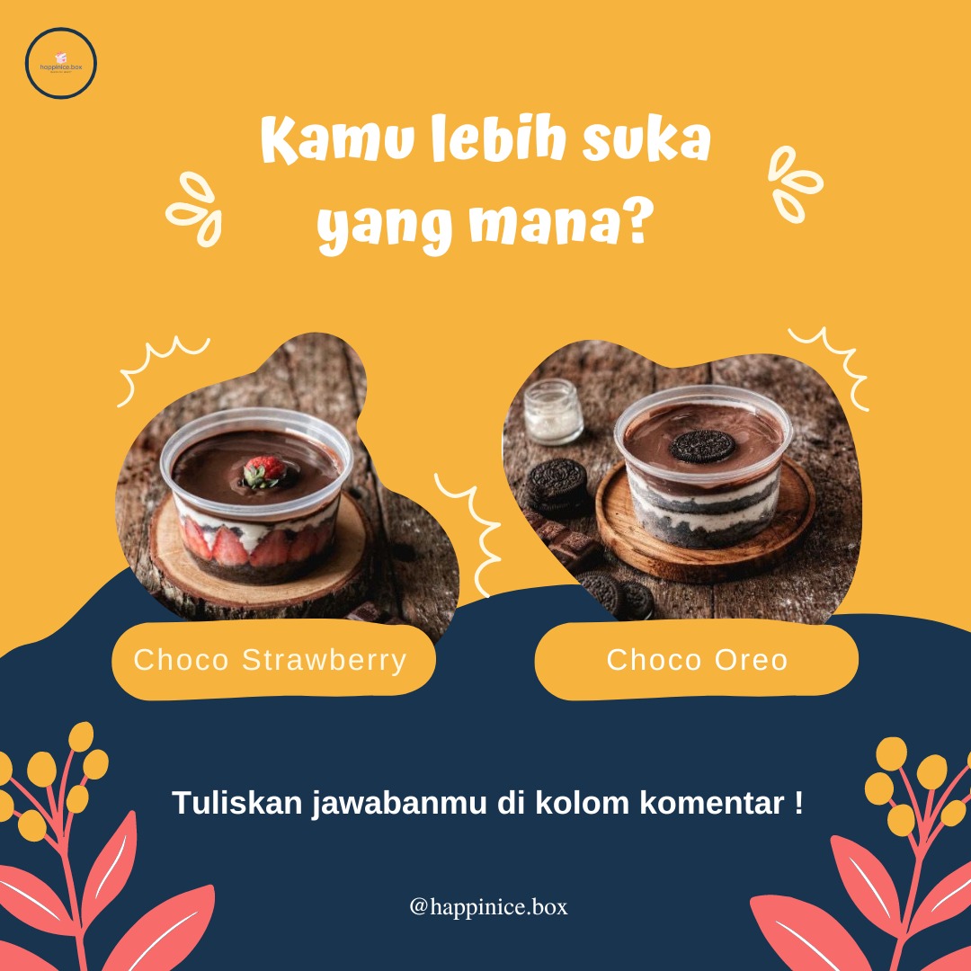 HappiniceBox's tweet photo. Heyho Happini...
Kalian tim mana nih, Choco Strawberry atau Choco Oreo 🤭

Kalau Mimin sih bingung kalau suruh pilih soalnya rasanya sama-sama enak pake banget🤤

Yuk isi di kolom komentar kalian tim mana nih Happini😆

#HappiniceBox #Happini #Dessertbox https://t.co/WIylbsXhgv