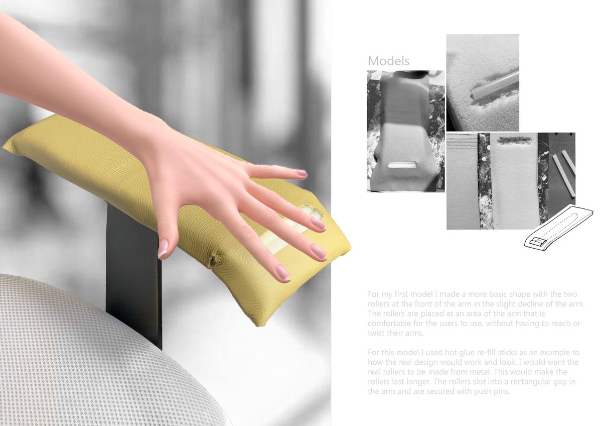 ixzy28's tweet photo. Eupnea - “the state of normal, good and healthy breathing.” Brief was to make a product to help encourage workers back into the office after covid-19. Eupnea is a detachable fidget arm accessory that helps reduce anxiety, relieve muscle tension and improve focus. @TrentUni https://t.co/sAeGzpTNox