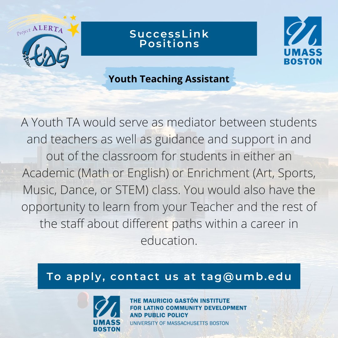 TAG_1985's tweet photo. Youth will get the opportunity to help younger students in &amp; out of the classroom and also learning from current Educators &amp; Program Staff about what a career in education might look like. Proof of Covid-19 vaccination will be required. See image for details about the position. https://t.co/4othCAaiKW