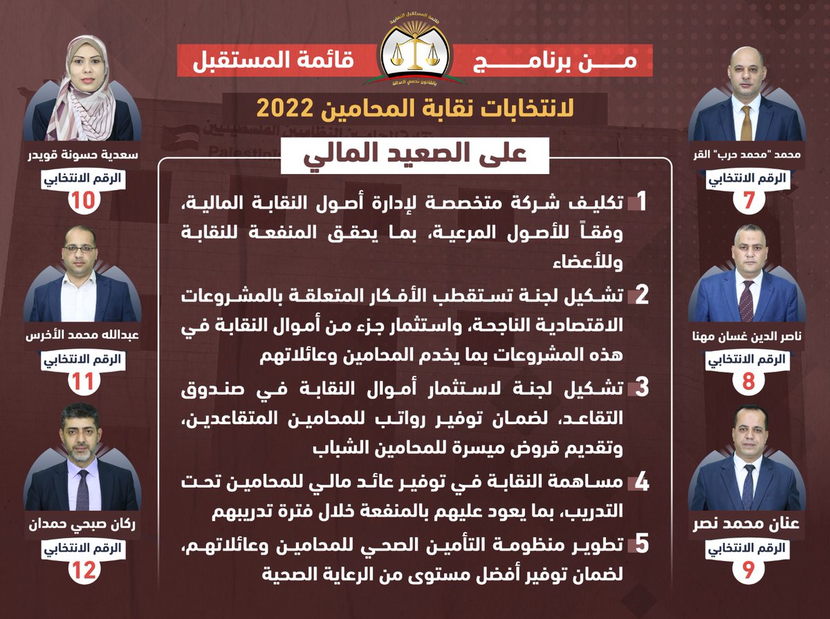amra_salma's tweet photo. *قائمة المستقبل النقابية تطرح برنامجها الانتخابي*
#قائمة_المستقبل
#بالقانون_نحمي_العدالة
#نقابة_المحامين https://t.co/xCfTibwpLD