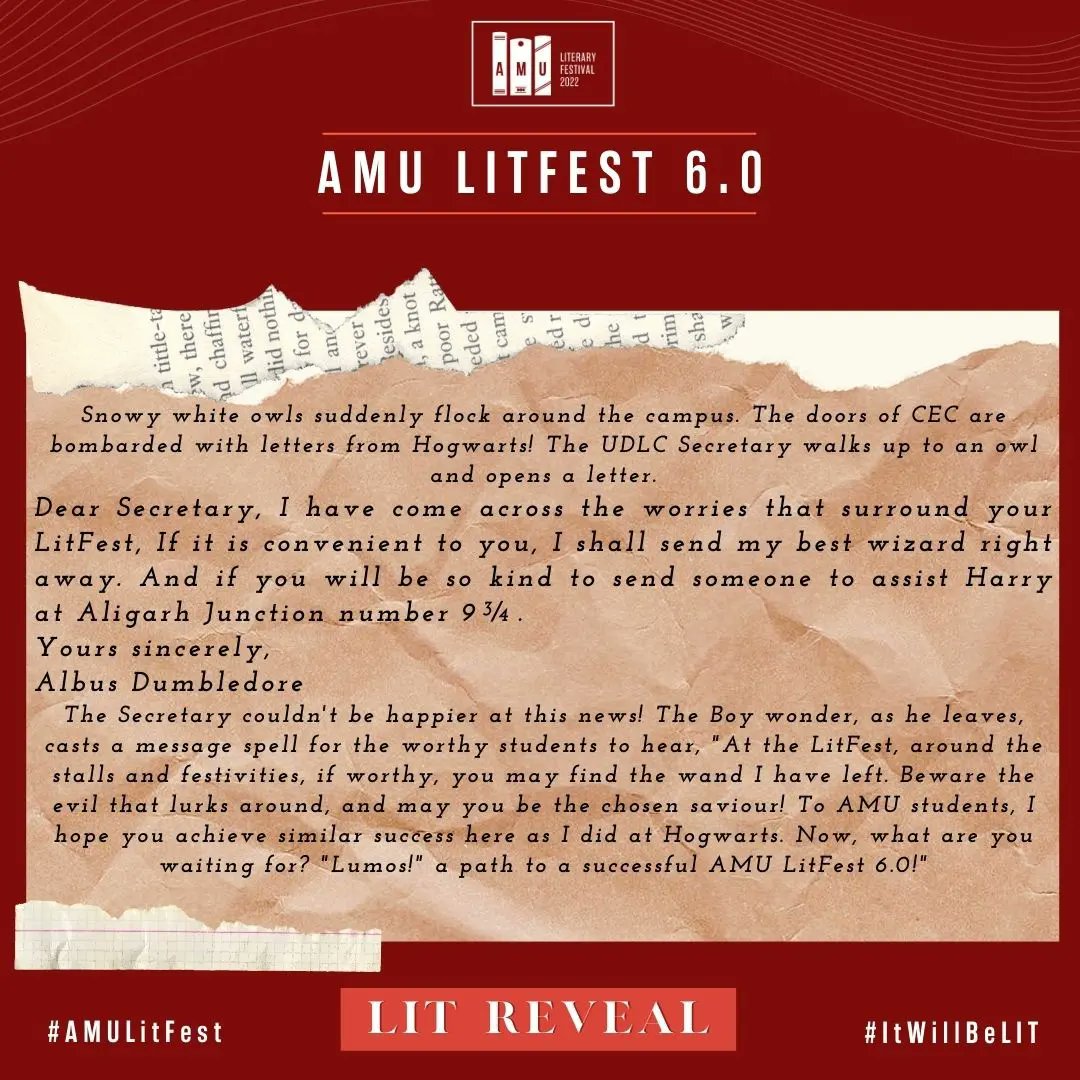 udlc_amu's tweet photo. Congratulations Potterheads and everyone who guessed the character right! Thank you for the outburst of responses.

 In the second episode of #LitReveal , the wizardry delegate of Hogwarts has cast his spell and brought magic around the lawns of CEC. https://t.co/QCMyF1R6lr