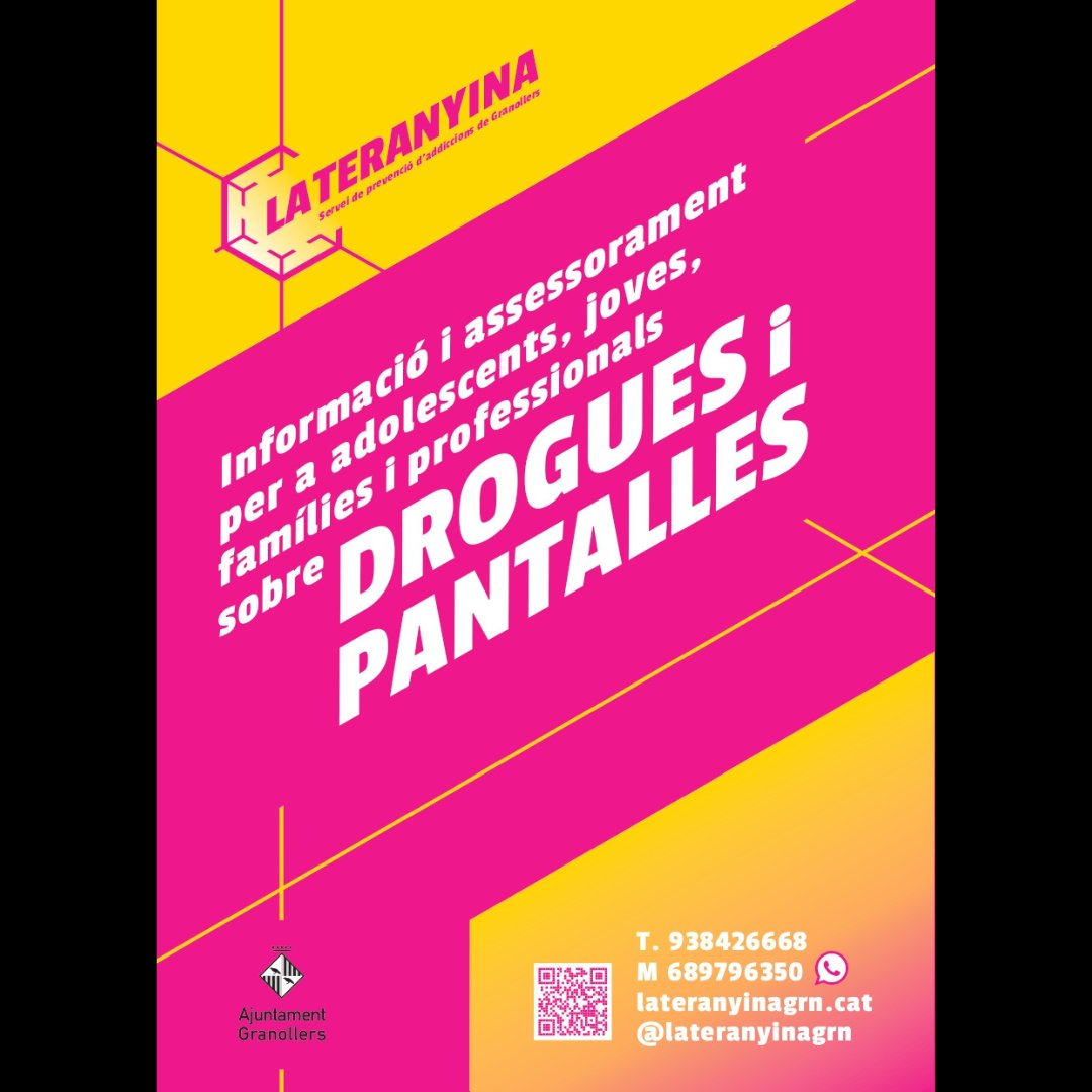 La Teranyina és la nova pàgina web del servei d'informació i assessorament sobre addiccions de Granollers. No t'ho pensis i segueix-la! 🕸️ <a href="/lateranyinagrn/">La Teranyina, servei de prevenció d'addiccions</a>   #addiccions #prevenció #granollers #drogues #pantalles
