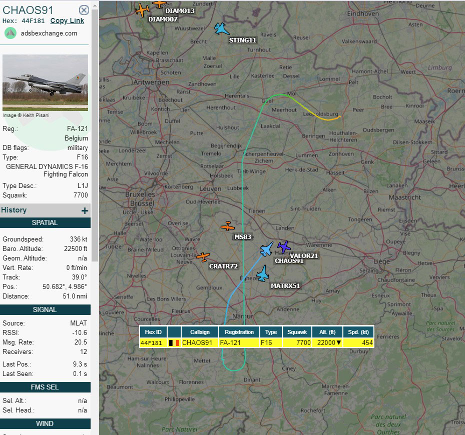 EHEH_Spotter's tweet photo. 🇧🇪BAF F16 FA-121 as flight #CHAOS91 : EM 7700 Precautionary landing , Overheat light came on ... Landing @ Kleine Brogel
safe on the ground @ KB
May 6th same problem, same plane , flight #MACE72 (pic2)
#NLspot https://t.co/4lXZBN6QFI