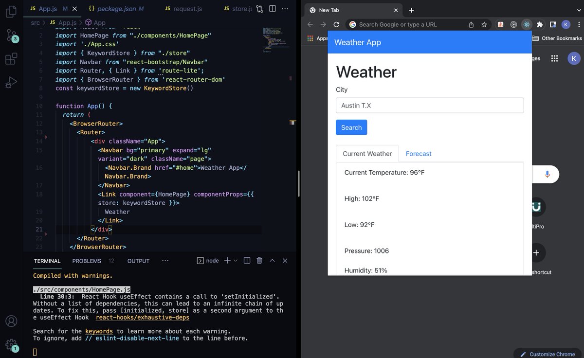 Kevin_Carr92's tweet photo. For day 73 of #100DaysOfCode I built this weather app Chrome browser extension using @reactjs 

@BigEng #SoftwareEngineering https://t.co/fYRNZ2UhlF