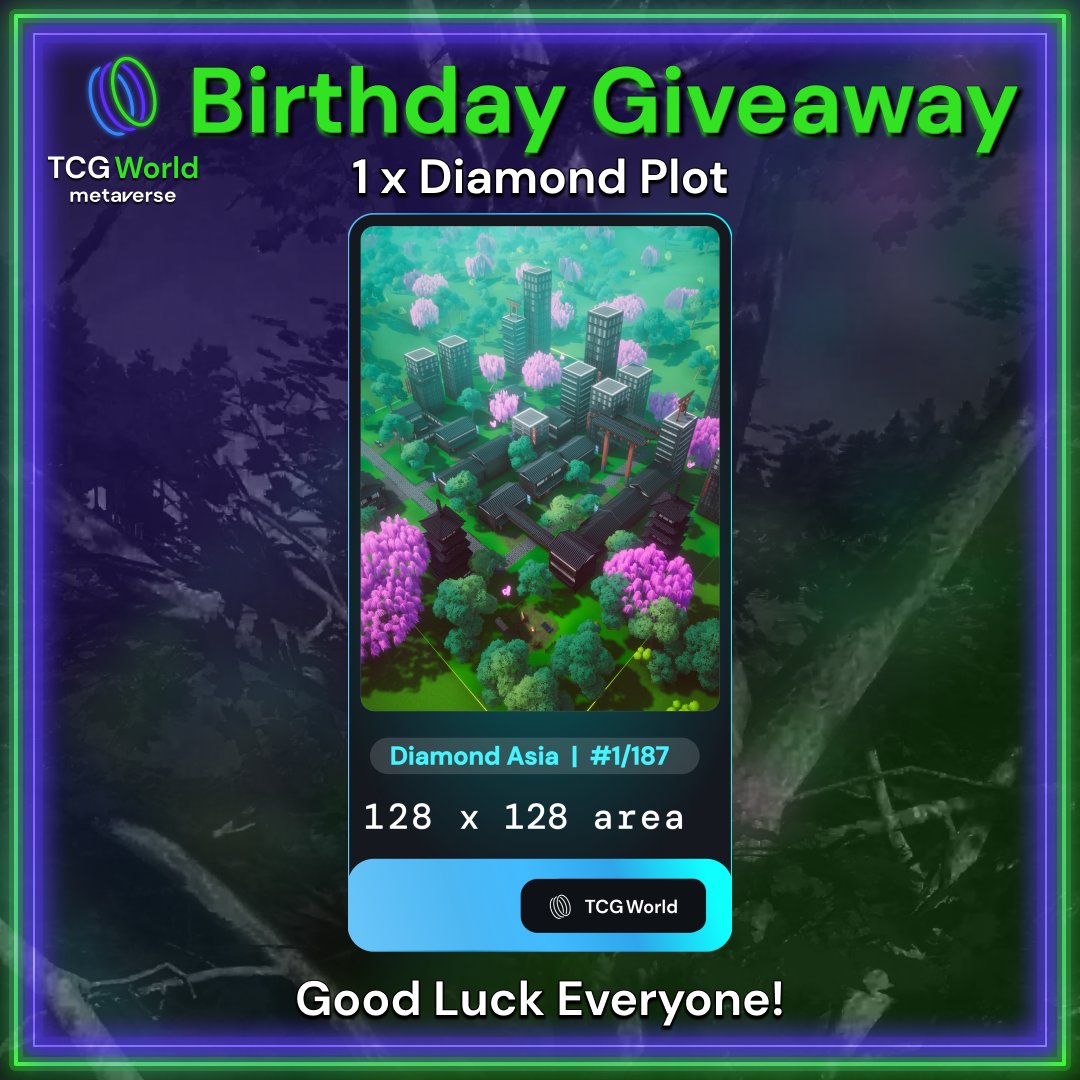 manwithCOW's tweet photo. Today is special as today is TCG World's 1 year anniversary!!!

To celebrate in style, we're giving away our largest piece of land, a Diamond Plot!!! Current value is 20 BNB and who knows how much after we launch!! 😊 Check our main channel below for details.

@OfficialTCGCoin https://t.co/XLv2XS8uWh