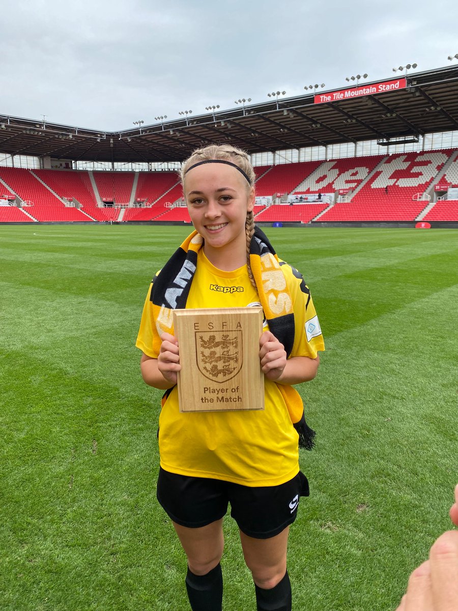 SHSPEDEPT1's tweet photo. What a great way to end 5 years @ShenfieldHigh. These girls have been superb ambassadors for our school during that time with us and we could not be more proud of them. Special mention to the @SportStPeters girls who gave us a great game. @SchoolsFootball 🏆 https://t.co/F6PmzDRhhr
