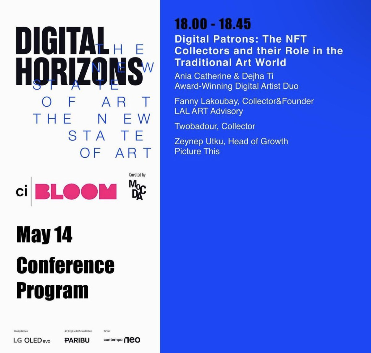 Will be speaking on the Digital Horizons panel at <a href="/Contemporaryist/">Contemporary Istanbul</a> organised by <a href="/MOCDA_/">MoCDA: Museum of Contemporary Digital Art</a> _ <a href="/SerenaTabacchi/">Serena Tabacchi</a> on the 14th alongide dear <a href="/c_verdult/">Chanel➰</a> representing <a href="/PictureThis_Art/">PictureThis.Art</a> and our journey transitioning artists onto the Web3.0 space!  Tune in!!!!
