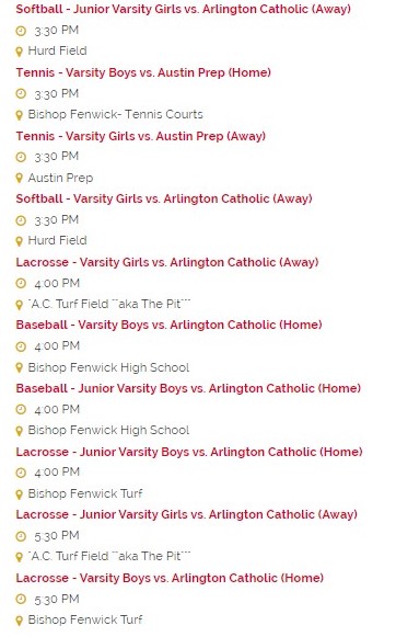 Busy Day on the fields and courts today for the Crusaders! <a href="/Fenwickbball/">Fenwick Baseball</a> <a href="/BFenwickLax/">Bishop Fenwick Lax</a> <a href="/fenwicksb/">Bishop Fenwick Softball</a> #WeAreFenwick