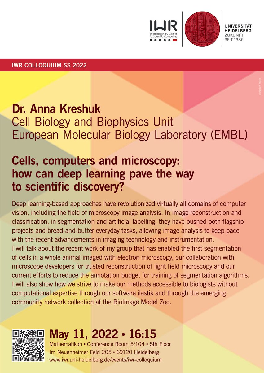 FredHamprecht's tweet image. Cells! Computers! Microscopy! From Anna Kreshuk @ilastik_team! 
Doesn&apos;t get any better than that. 
Join her talk online zoom.us/j/98119222049 or in-person this Wednesday at 16h15 CEST. 
@ellislifehd