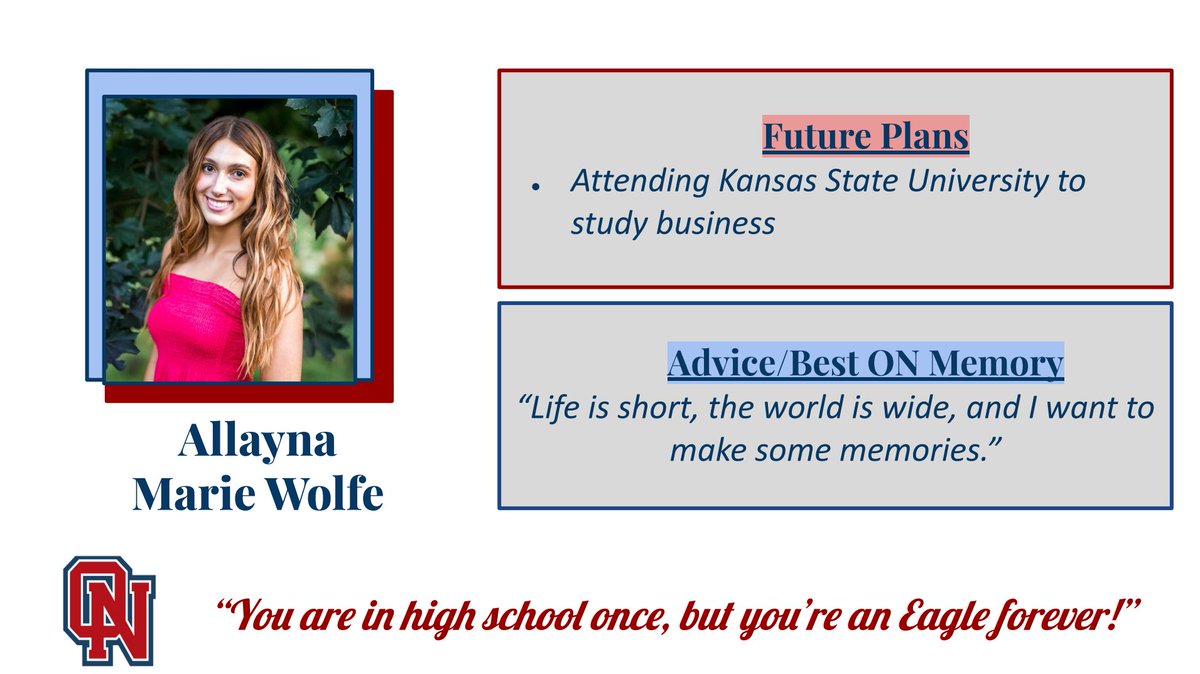 Congratulations, Allayna! Cannot wait to see all that you accomplish! #ONClassOf2022