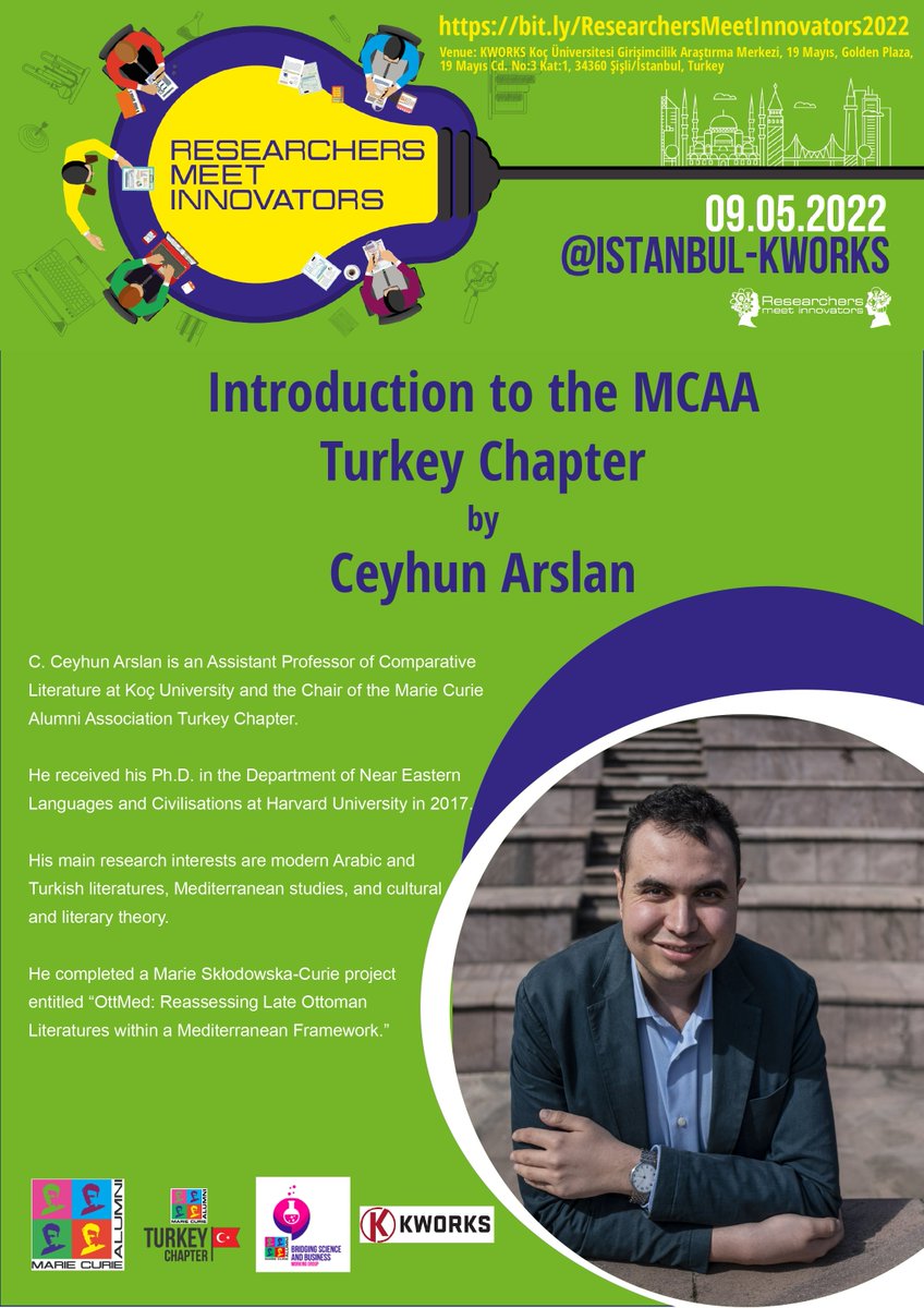 bsb_mcaa's tweet photo. Here's more information about Ceyhun Arslan, the Chair of MCAA #TurkeyChapter. He did his PhD at Harvard University, and currently an Assistant Professor at Koc University, Istanbul. #ResearchersMeetInnovators2022 #MCAA #BSBWorkingGroup #SpainPortugalChapter #KWORKS https://t.co/xjBqnEnUWn