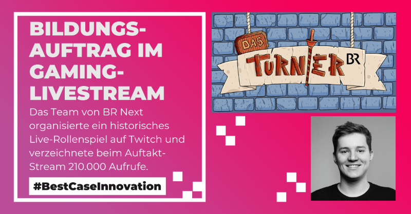 XPLRMedia's tweet photo. Was müssen Medienhäuser beim Streamen auf #TwitchDE beachten?
Das Team von @br_next wollte es wissen und organisierte ein historisches Live-Rollenspiel.
In unserem #InnovationsBestCase verrät Tim Pfeilschifter die wichtigsten Learnings ⬇️