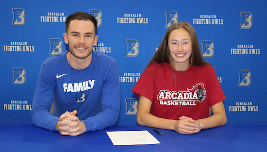Bensalem senior Delaney Bell has committed to continue her basketball career at Arcadia University. <a href="/Owls_Athletics/">Bensalem HS Athletic</a> <a href="/Bensalem_GBBall/">Bensalem Girls Basketball</a> <a href="/BensalemSchools/">Bensalem Schools</a> <a href="/Arcadia_WBB/">Arcadia Basketball</a> 
suburbanonesports.com/college-signin…