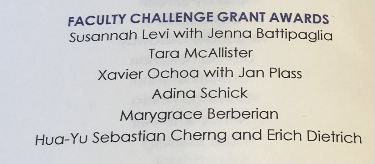 ✨Congratulations to Jenna Battipaglia, @SusannahVLevi, @BITSlabNYU (Tara McAllister) on reviving Faculty Challenge Grants. @nyusteinhardt