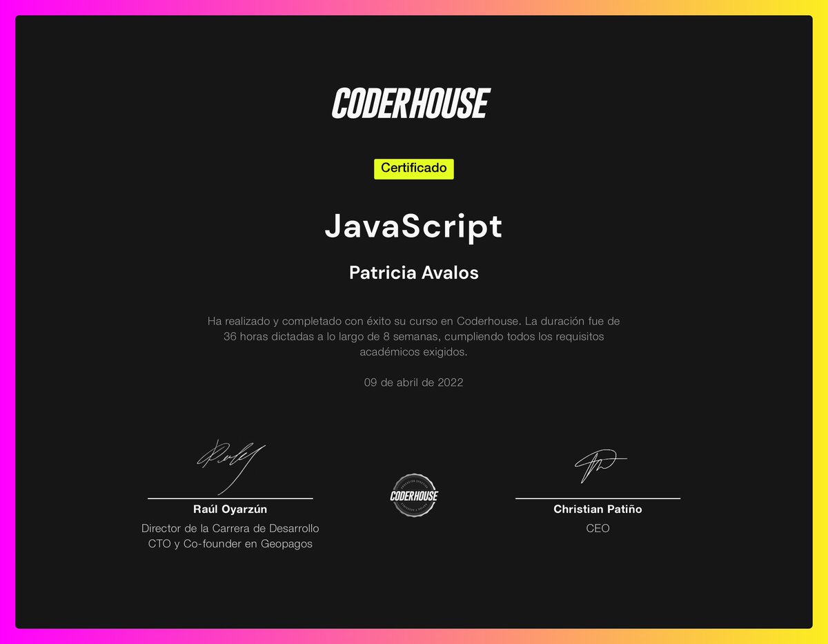DulceAlessandra's tweet image. Esta vez me costó un poco más... 🙏 Pero GAD ya terminé satisfactoriamente. #JavaScript #Coderhouse I❤️Me!!! 😁🙏