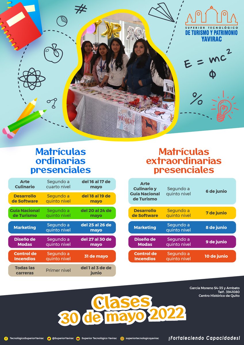 SuperiorYavirac's tweet photo. El @SuperiorYavirac 
Informa el 𝗣𝗲𝗿𝗶́𝗼𝗱𝗼 𝗱𝗲 𝗺𝗮𝘁𝗿𝗶́𝗰𝘂𝗹𝗮𝘀
#SomosEducaciónPresencial
#SomosTuFuturo
#SomosEducaciónSuperior https://t.co/mtHOAiz4Hm