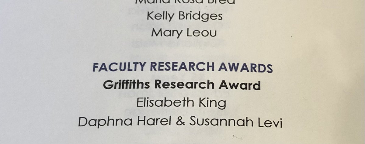 💫congratulations also to CSD faculty @SusannahVLevi along w colleague @DaphnaHarel on receiving the Griffiths Research Award @NYU_ASH @NYU_PRIISM @nyusteinhardt