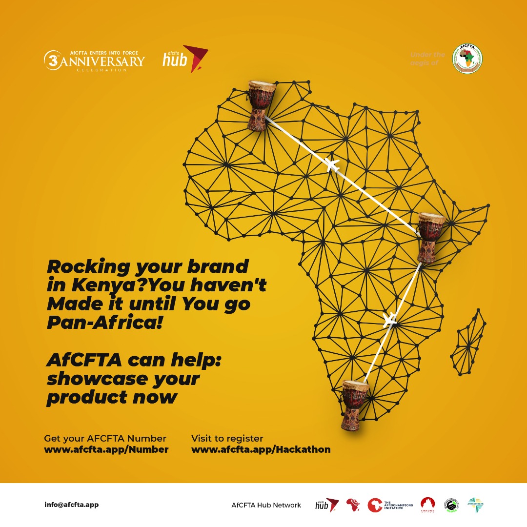 LucyChegeM's tweet photo. Rocking your brand in Kenya and want to spread your network wide? Get your #AfCFTANumber here https://t.co/F3P47MeM3W and join the #AfCFTAHackathon https://t.co/bt5QdLM5bl to make it happen!
#AfCFTA3rdAnniversary https://t.co/GNXcf0JB9b