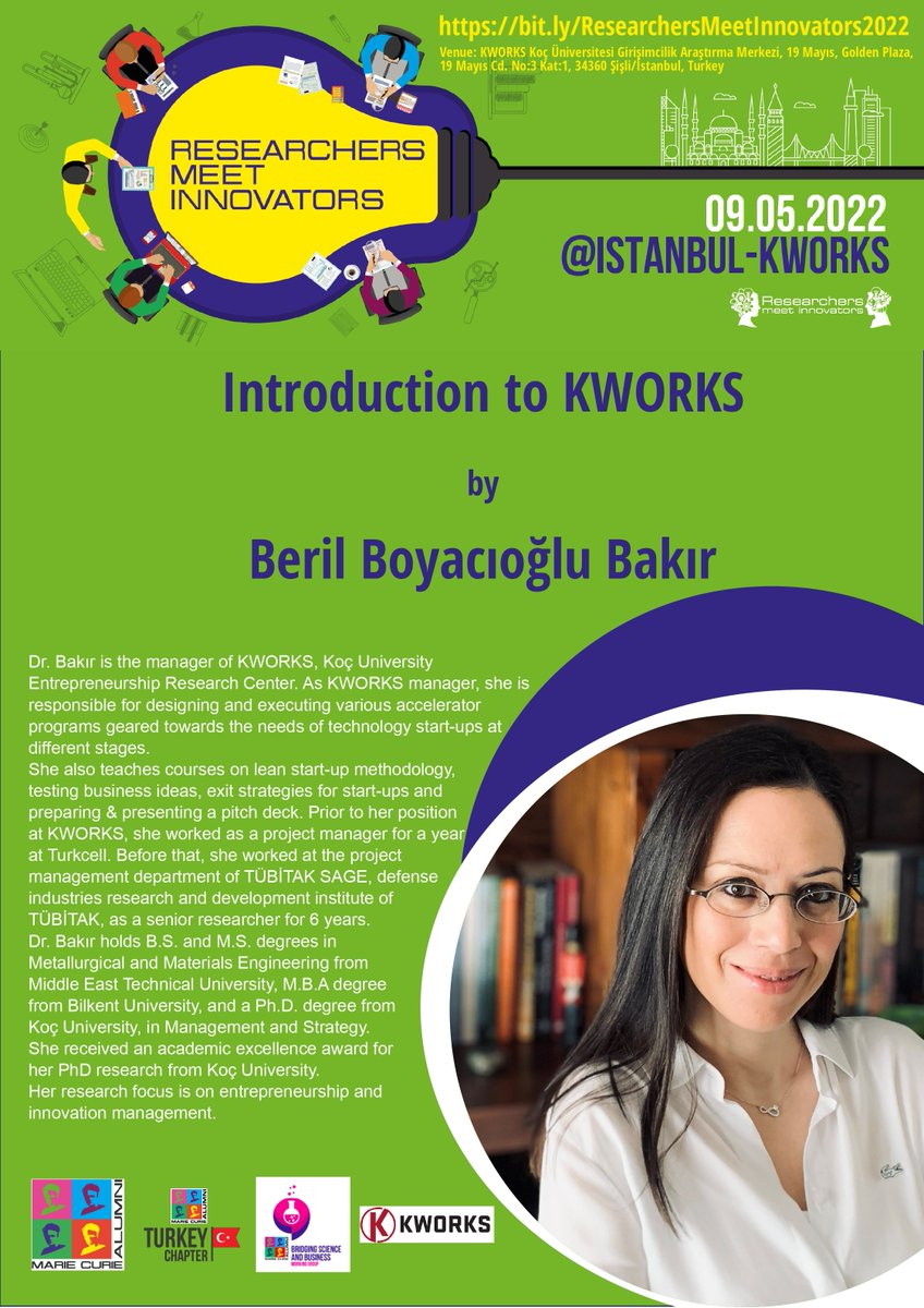 bsb_mcaa's tweet photo. Dr. Beril Boyacıoğlu Bakır is the manager of @kworkscenter, Koç University Entrepreneurship Research Centerm where she also obtained her PhD in Management and Strategy. #ResearchersMeetInnovators2022 #MCAA #TurkeyChapter #BSBWorkingGroup #SpainPortugalChapter #KWORKS https://t.co/50zPzOEytq