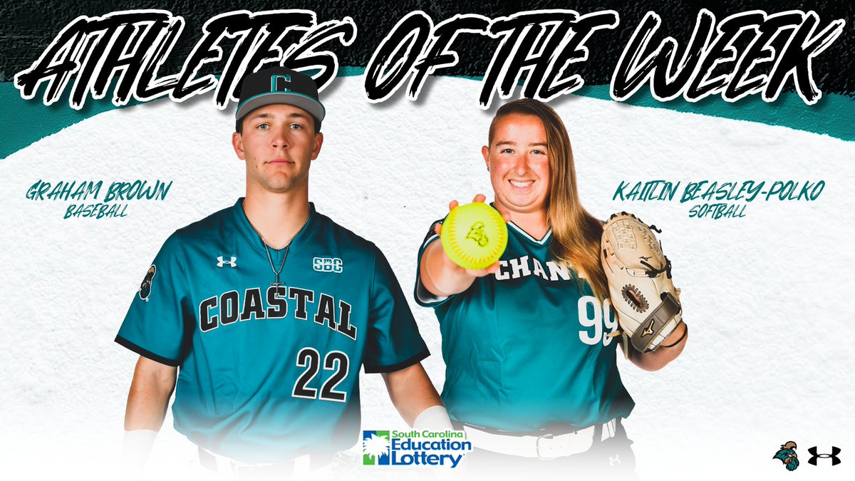 GoCCUsports's tweet photo. 💥 @SCLottery Athletes of the Week 💥

BROWN: Walk-Off Home Run
BEASLEY-POLKO: 2 Complete Games ➡️ 14 IP, 4 H, 1 R, 17 K https://t.co/GhzMkxctm2