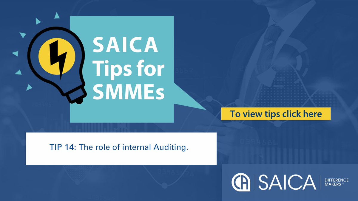 saica_za's tweet photo. Tune into SAICA TIPS to get insight about the role of an internal auditor: https://t.co/EfTNo026dq #SAICATips #Tax #SMME https://t.co/PJmHpC18eg