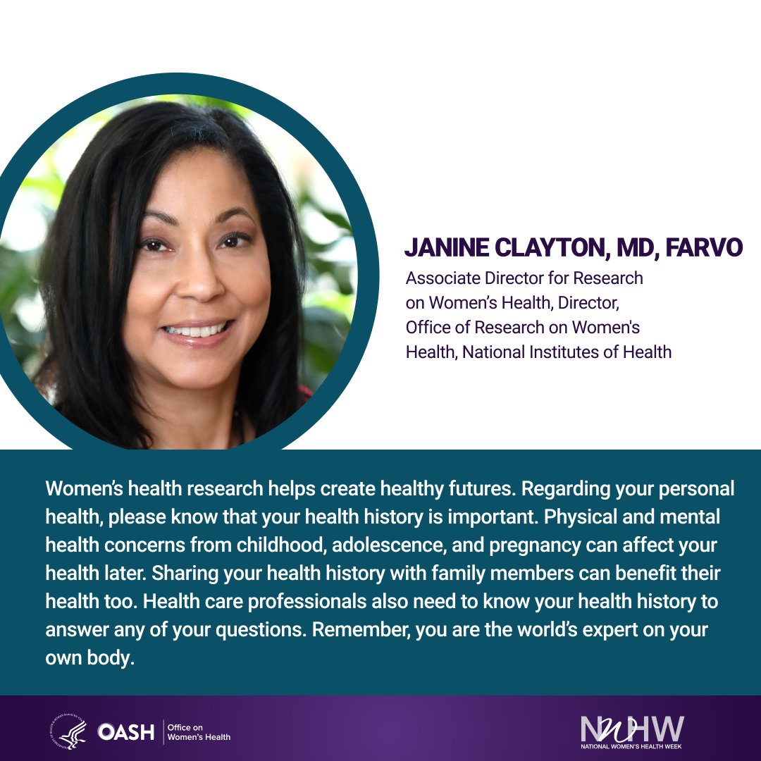 This is National Women’s Health Week! As a 2022 #NWHW Ambassador, I encourage women to stay on top of their physical and mental health. Stay tuned for tips and resources from <a href="/NIH_ORWH/">NIH Women's Health</a> and <a href="/womenshealth/">womenshealth.gov</a> to help prioritize yourself. #NWHW