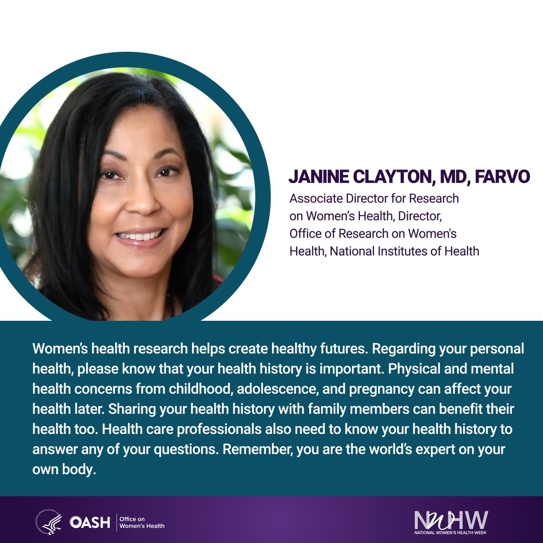 This is National Women’s Health Week! As a 2022 #NWHW Ambassador, I encourage women to stay on top of their physical and mental health. Stay tuned for tips and resources from @NIH_ORWH and @womenshealth to help prioritize yourself. #NWHW